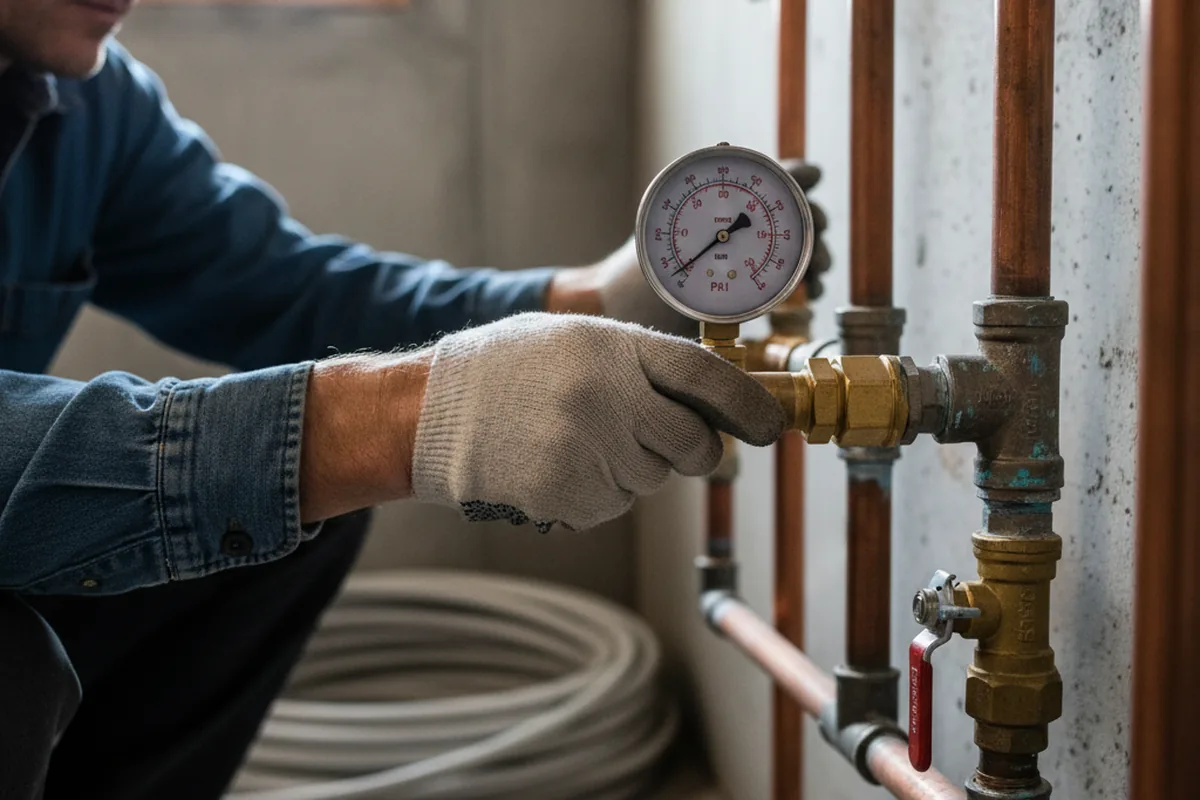 Pressure testing a repaired line during Water Line Repair in Rule